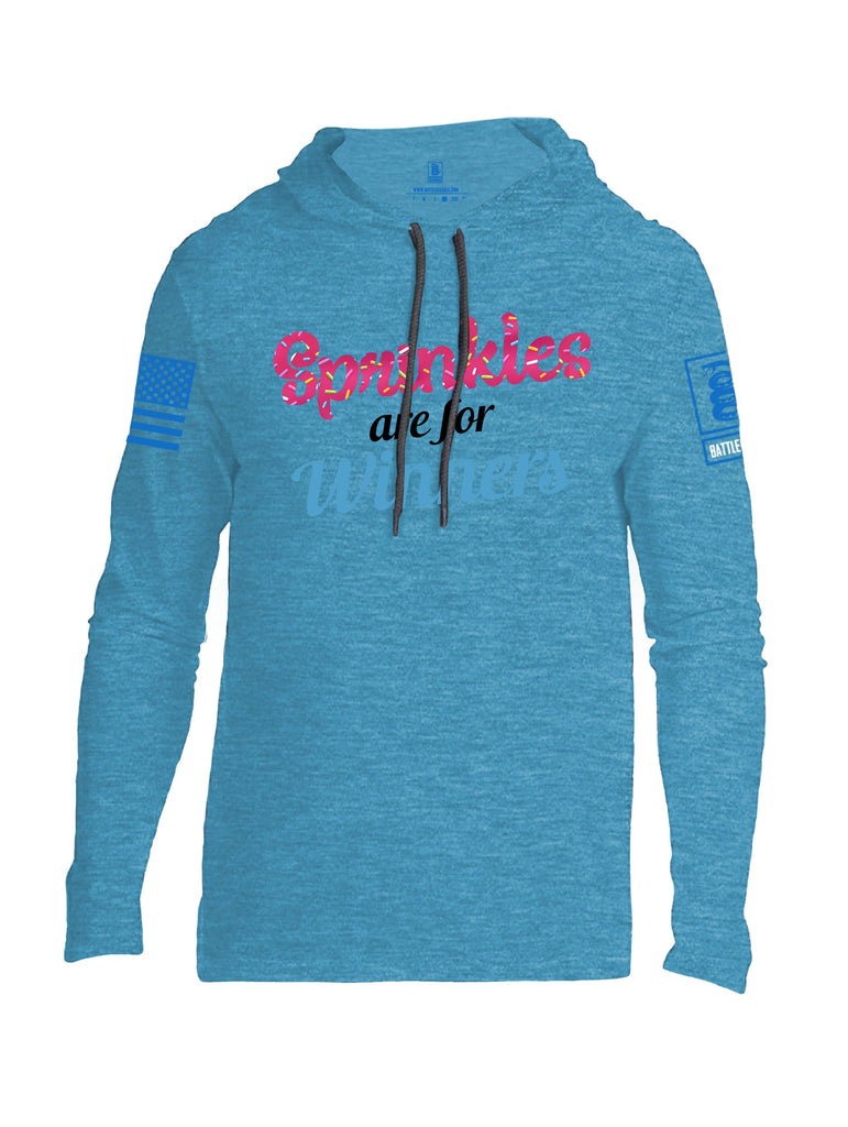 Battleraddle Sprinkles Are For Winners  Mid Blue Sleeves Men Cotton Thin Cotton Lightweight Hoodie