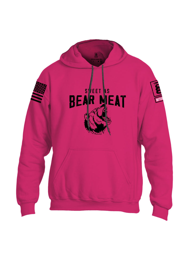 Battleraddle Sweet As Bear Meat Black Sleeves Uni Cotton Blended Hoodie With Pockets