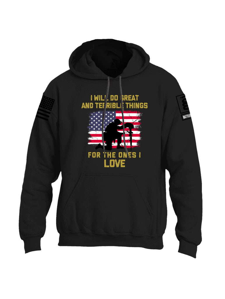 Battleraddle I Will Do Great  Black Sleeves Uni Cotton Blended Hoodie With Pockets