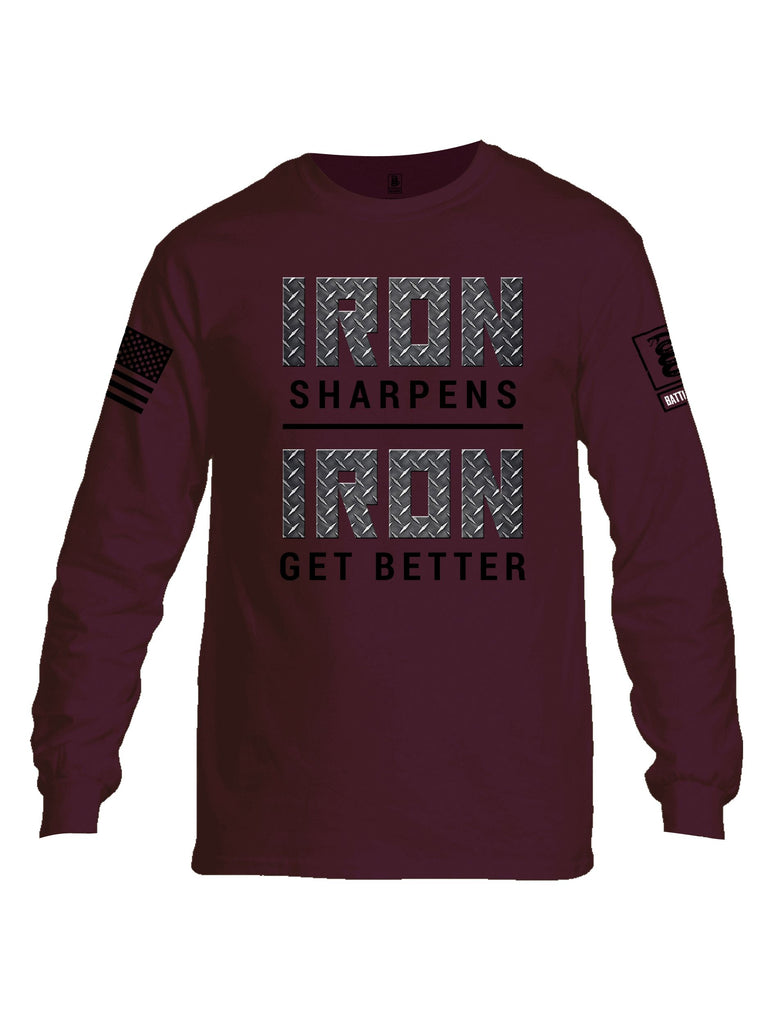 Battleraddle Iron Sharpens Iron Get Better Black Sleeves Men Cotton Crew Neck Long Sleeve T Shirt