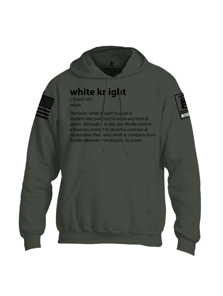 Battleraddle White Knight  Black Sleeves Uni Cotton Blended Hoodie With Pockets