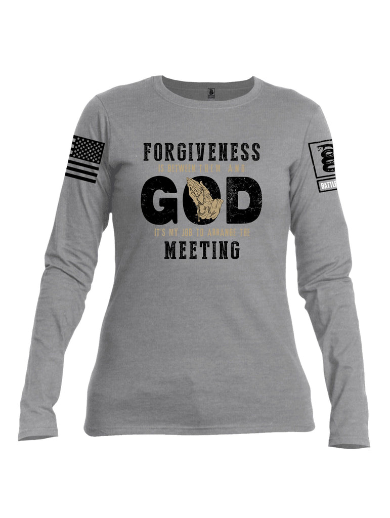 Battleraddle Forgiveness Is Between Them  Black Sleeves Women Cotton Crew Neck Long Sleeve T Shirt