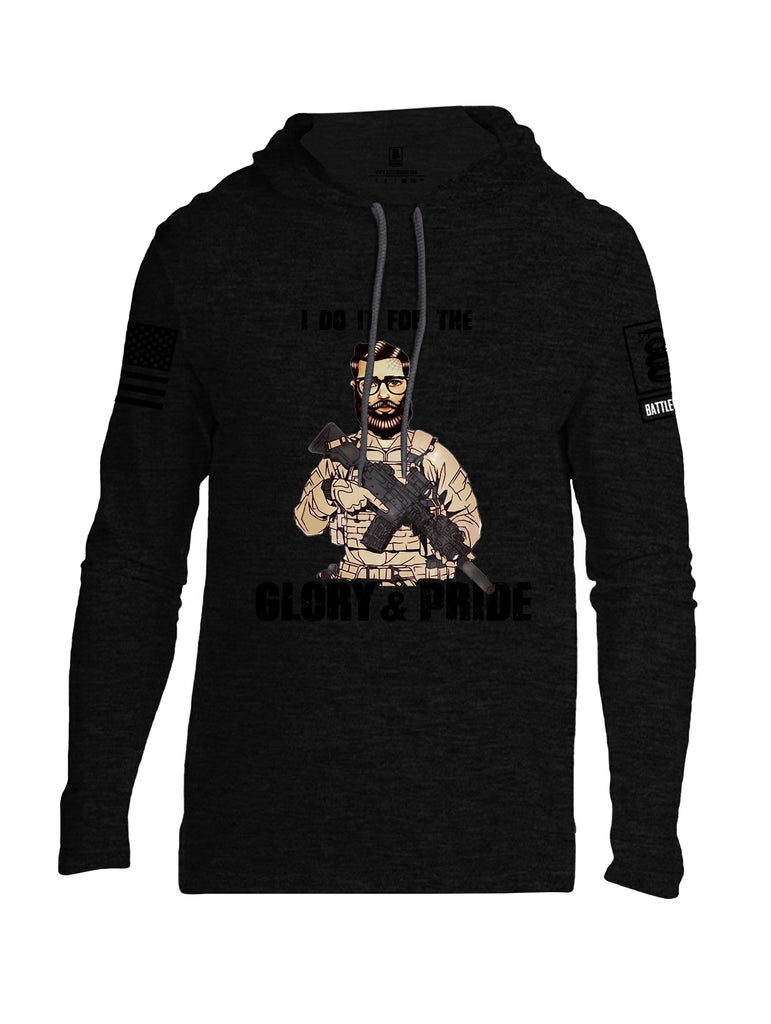 Battleraddle I Do It For The Glory And Pride Black Sleeves Men Cotton Thin Cotton Lightweight Hoodie