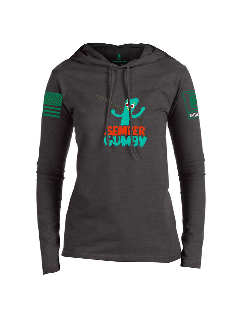 Battleraddle Semper Gumby Pearl Green Sleeves Women Cotton Thin Cotton Lightweight Hoodie