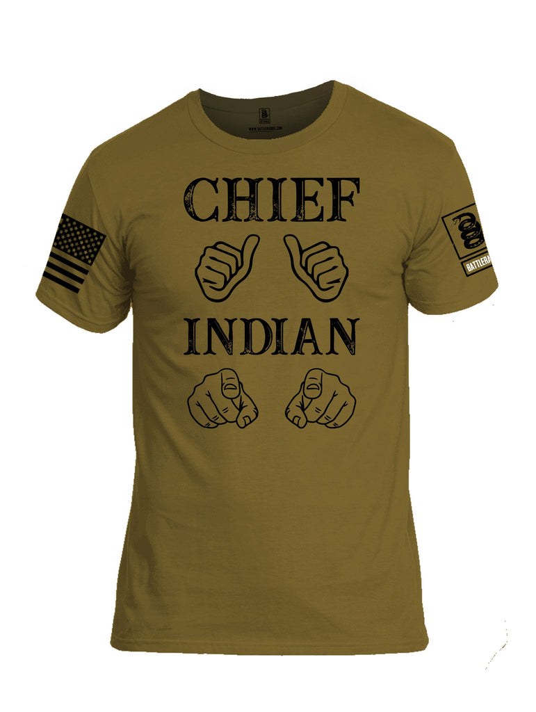 Battleraddle Chief Indian  Black Sleeves Men Cotton Crew Neck T-Shirt