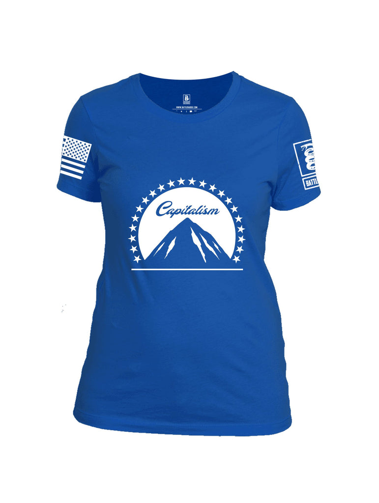 Battleraddle Capitalism White Sleeves Women Cotton Crew Neck T-Shirt