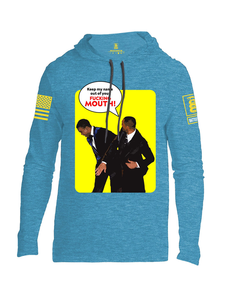 Battleraddle Keep My Name Out Of Your F Mouth  Yellow Sleeves Men Cotton Thin Cotton Lightweight Hoodie