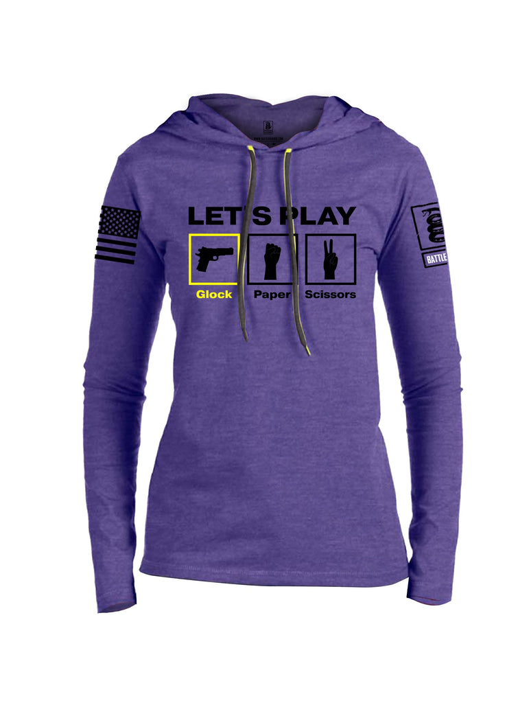 Battleraddle Let'S Play Glock Paper Scissors Black Sleeves Women Cotton Thin Cotton Lightweight Hoodie