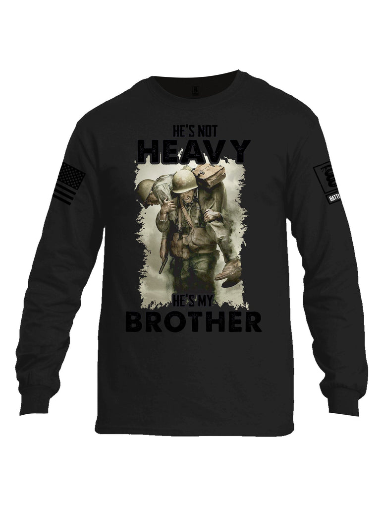 Battleraddle He'S Not Heavy He'S My Brother Black Sleeves Men Cotton Crew Neck Long Sleeve T Shirt