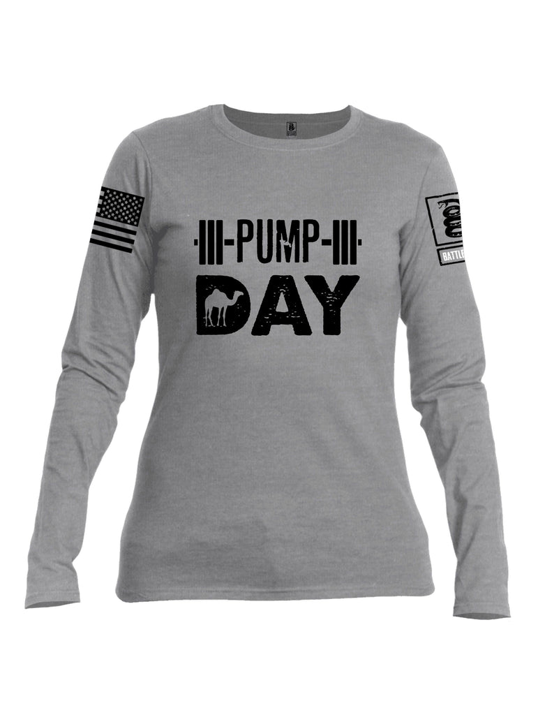 Battleraddle Pump Day  Black Sleeves Women Cotton Crew Neck Long Sleeve T Shirt