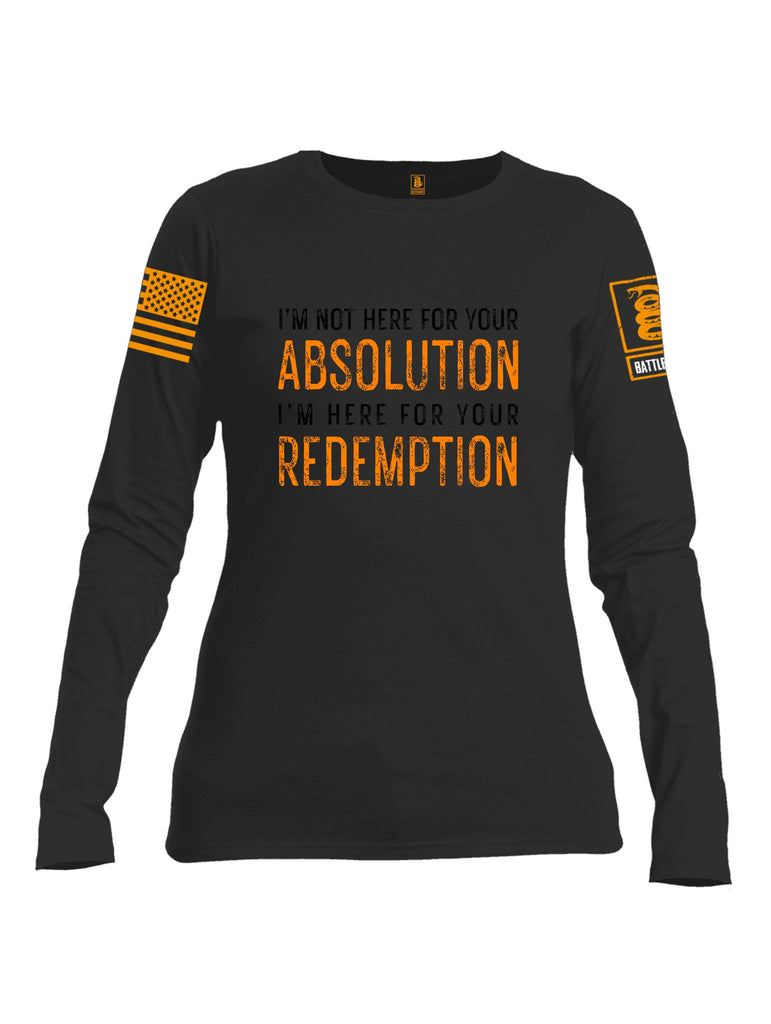 Battleraddle I'M Not Here For Your Absolution Orange Sleeves Women Cotton Crew Neck Long Sleeve T Shirt