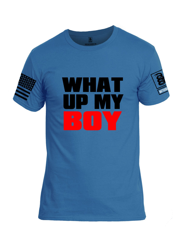 Battleraddle What Up My Boy  Black Sleeves Men Cotton Crew Neck T-Shirt