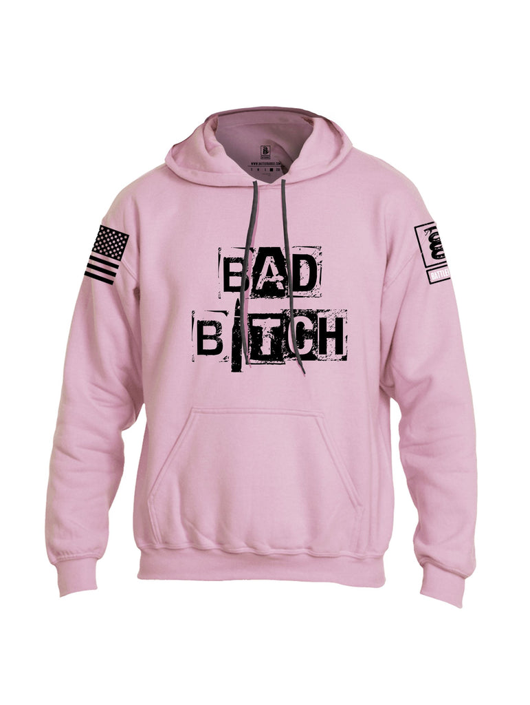 Battleraddle Bad Bitch Black Sleeves Uni Cotton Blended Hoodie With Pockets