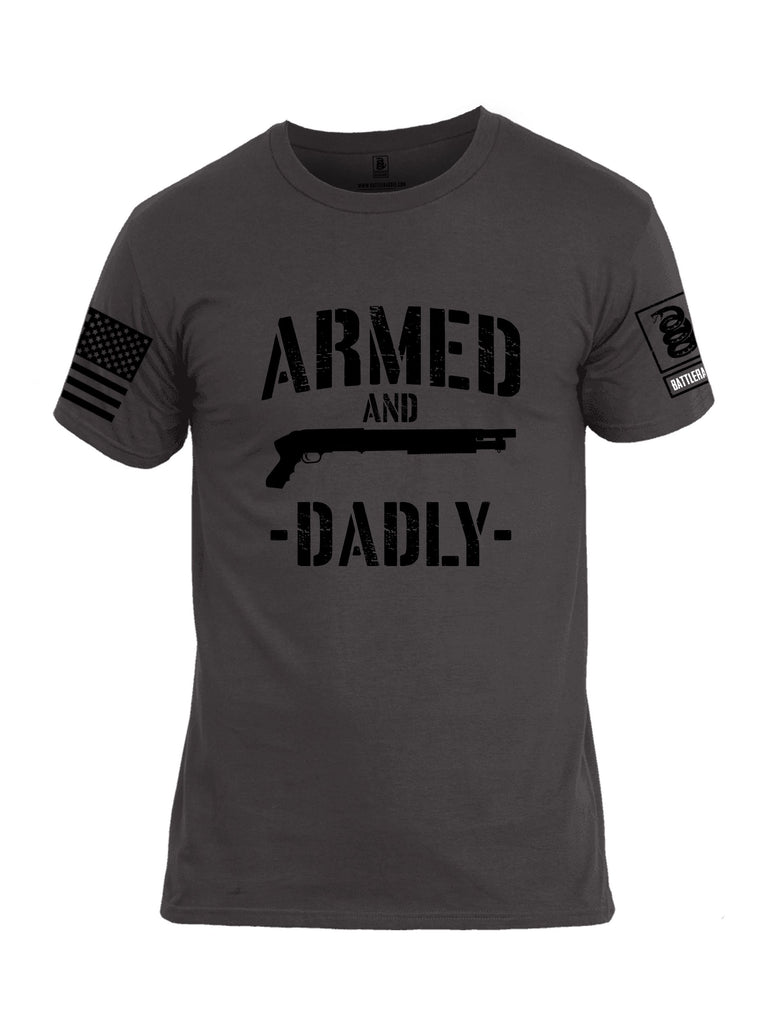 Battleraddle Armed And Dadly  Black Sleeves Men Cotton Crew Neck T-Shirt