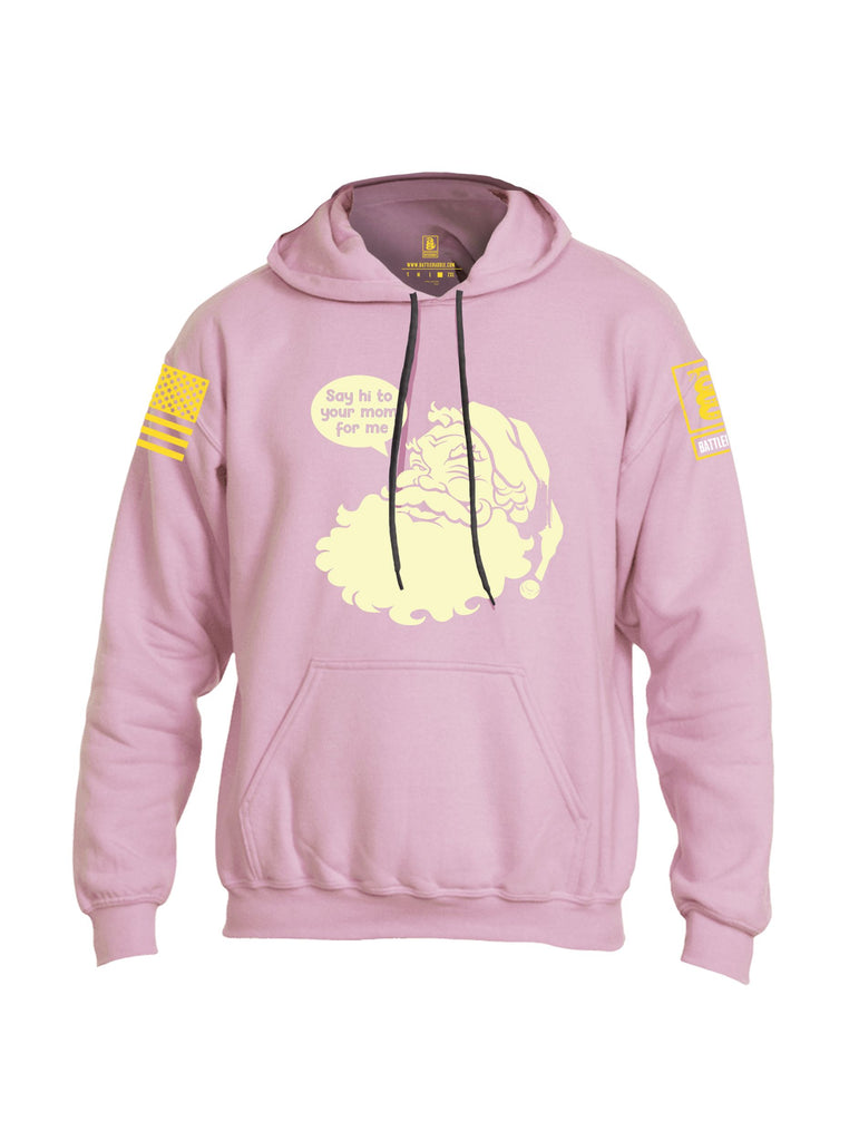 Battleraddle Say Hi To Your Mom  Yellow Sleeves Uni Cotton Blended Hoodie With Pockets