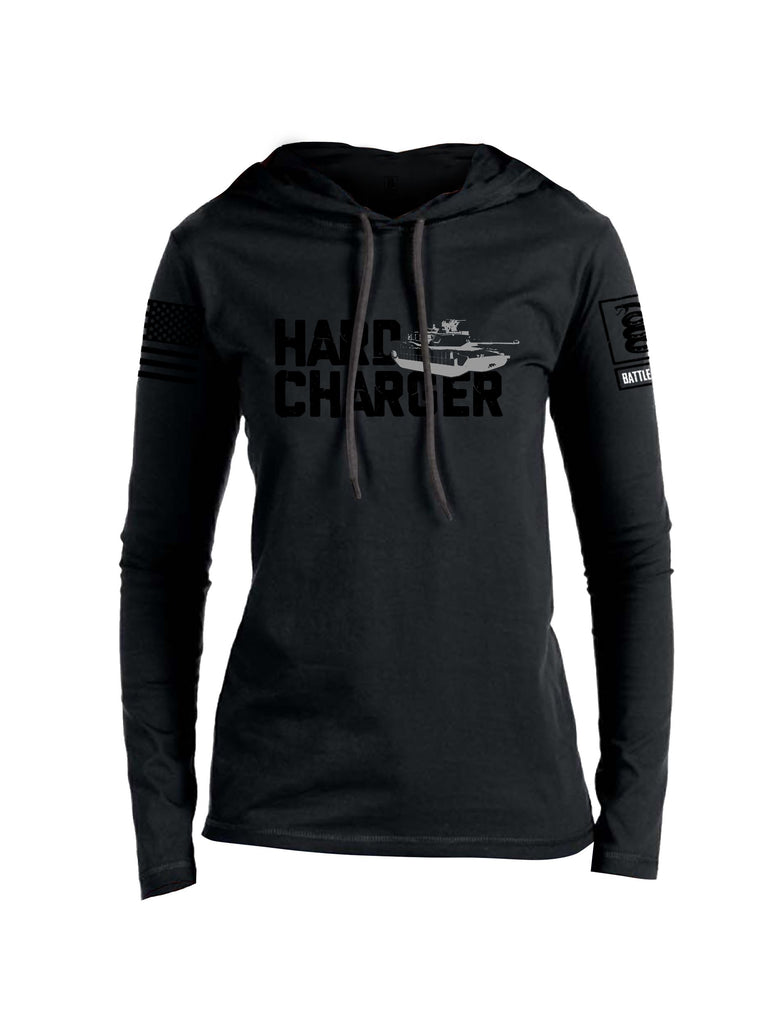 Battleraddle Hard Charger Black Sleeves Women Cotton Thin Cotton Lightweight Hoodie