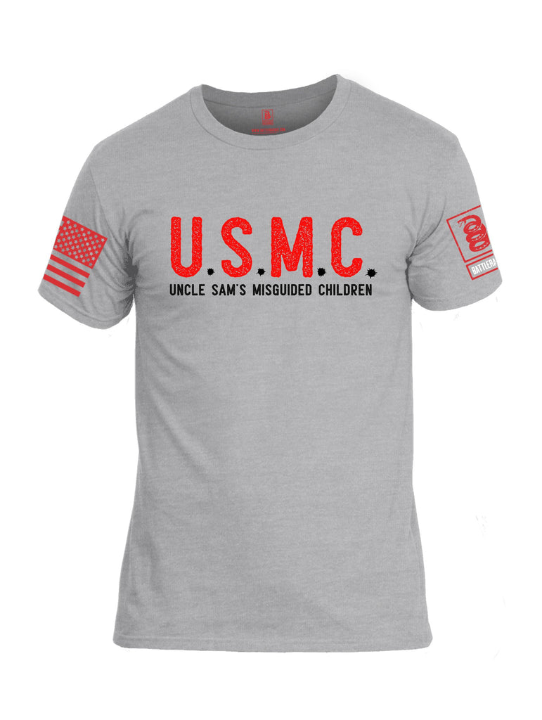 Battleraddle U.S.M.C Uncle Sams Misguided Children Red Sleeves Men Cotton Crew Neck T-Shirt