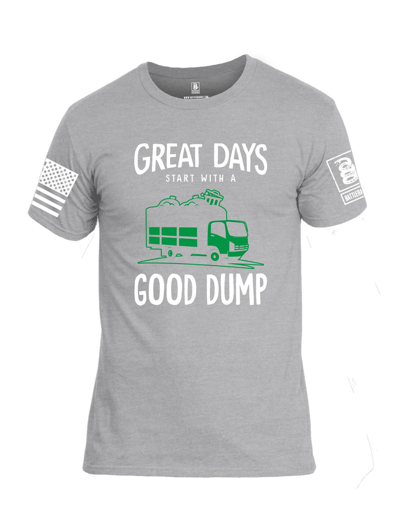 Battleraddle Great Days Start With A Good Dump White Sleeves Men Cotton Crew Neck T-Shirt