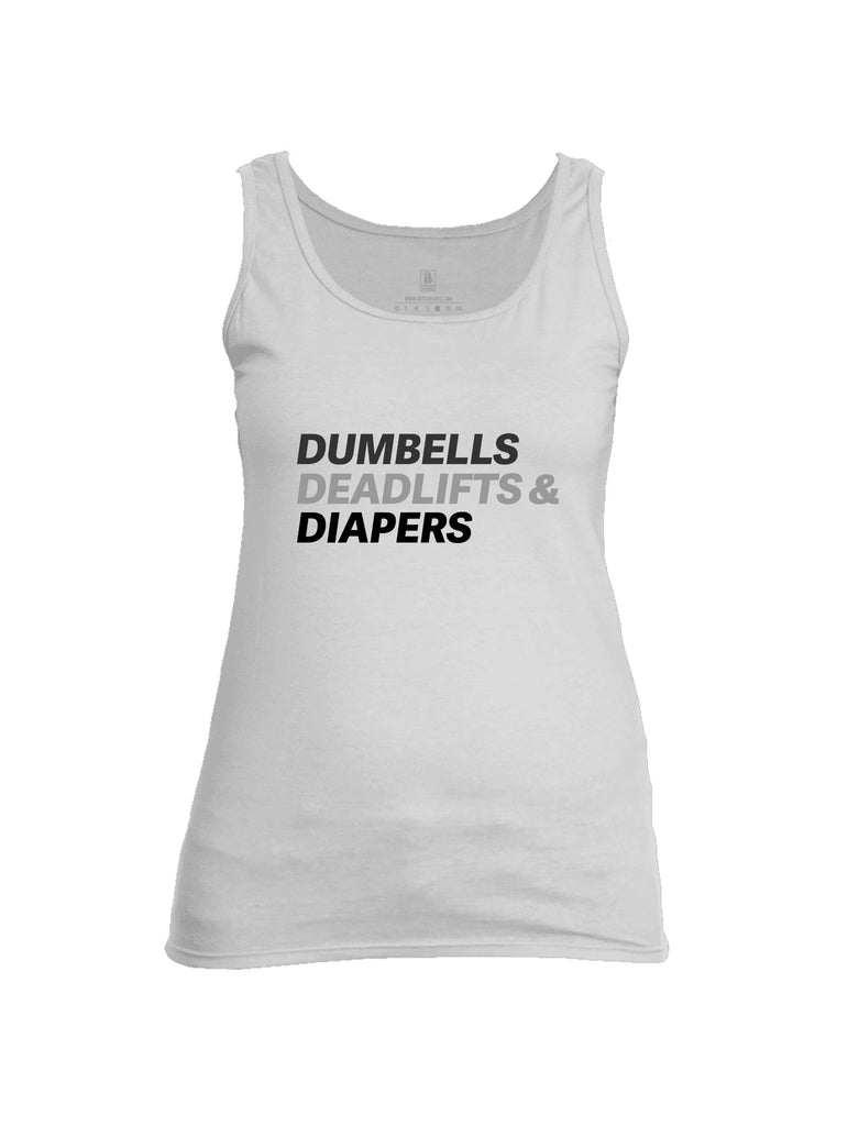 Battleraddle Dumbells Deadlifts & Diapers Grey Sleeves Women Cotton Cotton Tank Top