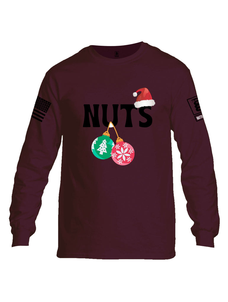 Battleraddle Nuts Christmas Black Sleeves Men Cotton Crew Neck Long Sleeve T Shirt