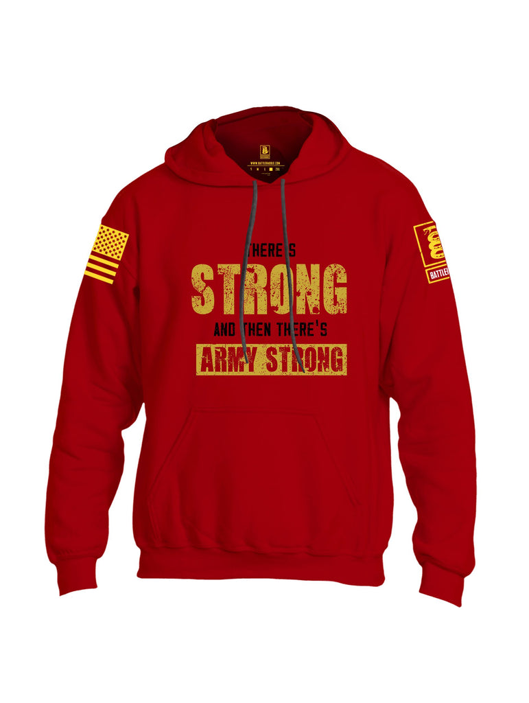 Battleraddle There'S Strong And Then There'S Army Strong Yellow Sleeves Uni Cotton Blended Hoodie With Pockets