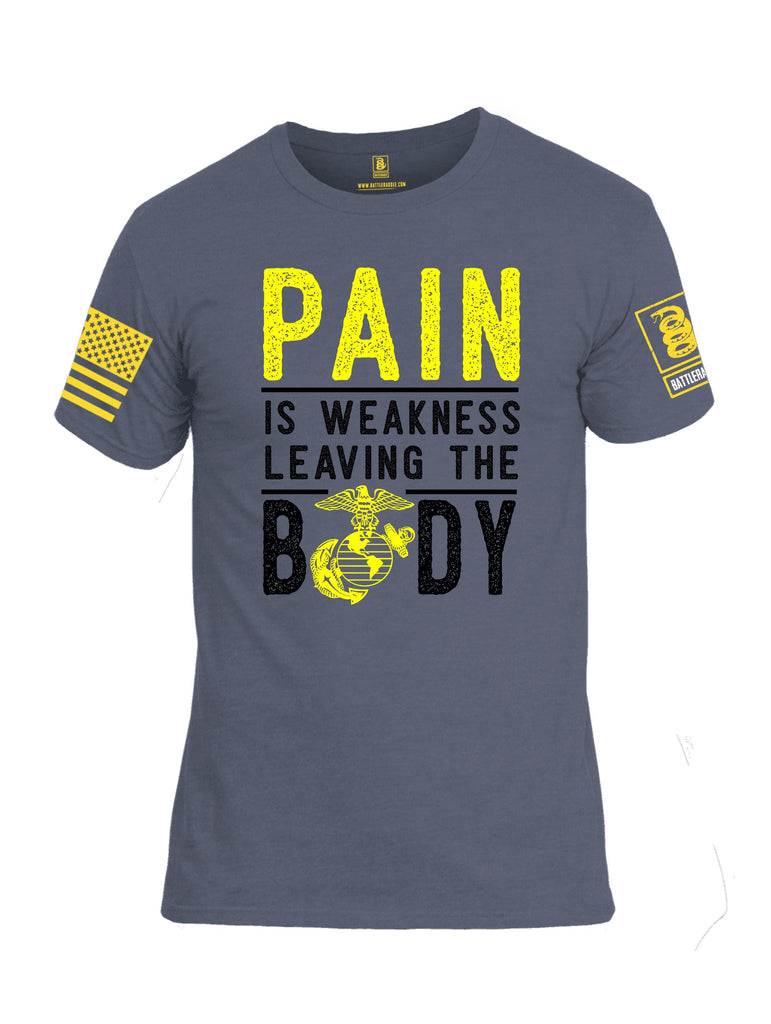 Battleraddle Pain Is Weakness  Yellow Sleeves Men Cotton Crew Neck T-Shirt