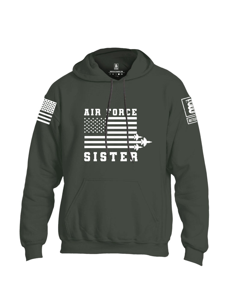 Battleraddle Air Force Sister White Sleeves Uni Cotton Blended Hoodie With Pockets