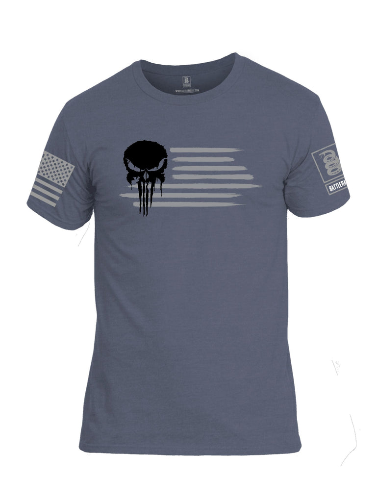 Battleraddle Pun Skull Flag Grey Sleeves Men Cotton Crew Neck T-Shirt