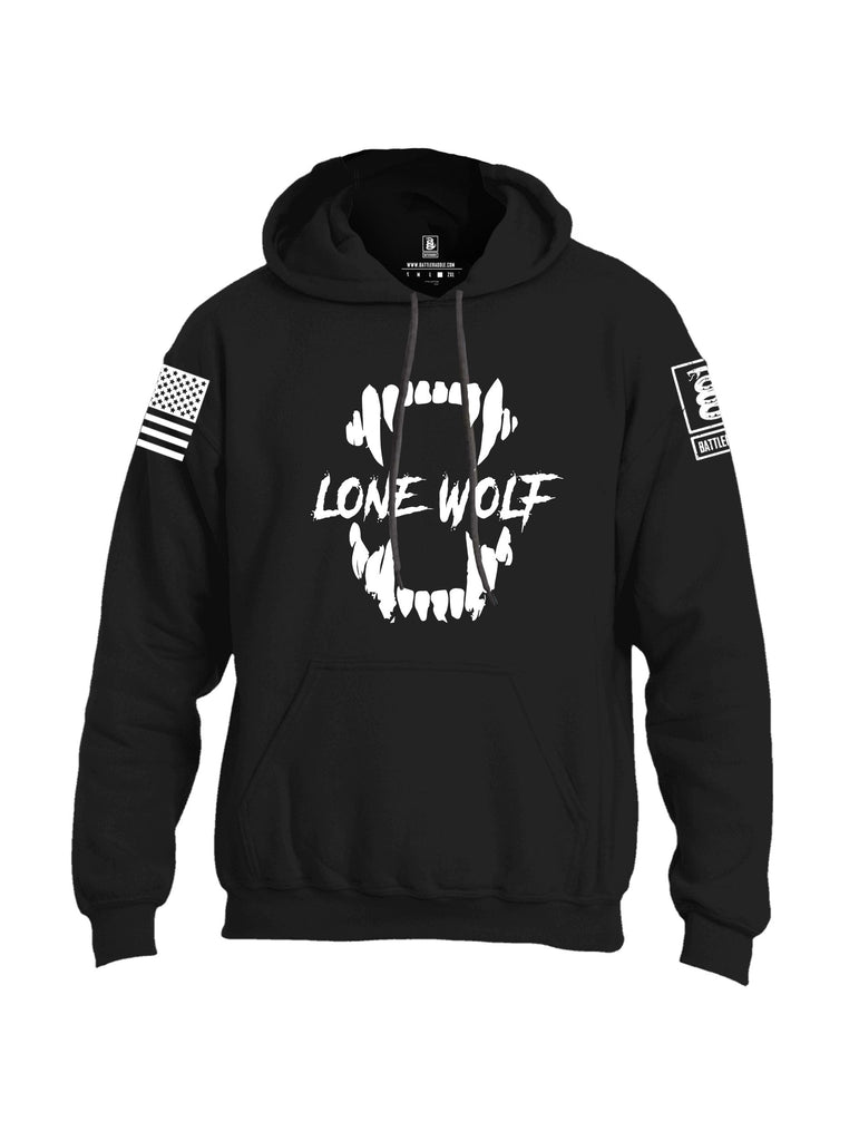 Battleraddle Lone Wolf White Sleeves Uni Cotton Blended Hoodie With Pockets