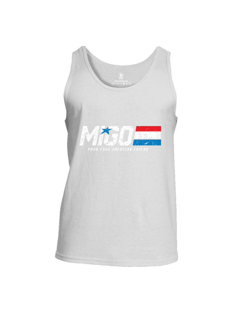 Battleraddle Migo Your True American Friend White Sleeves Men Cotton Cotton Tank Top