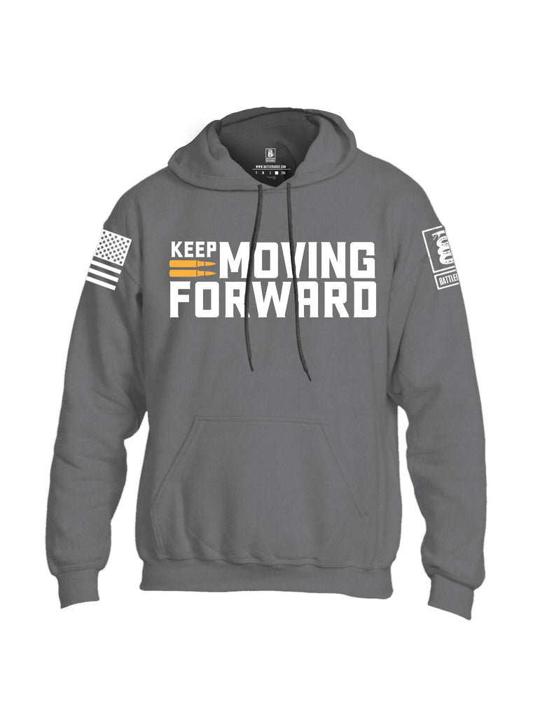 Battleraddle Keep Moving Forward White Sleeves Uni Cotton Blended Hoodie With Pockets