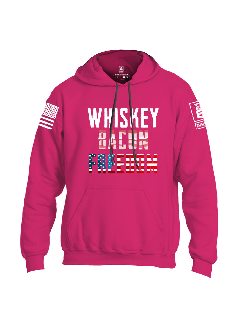 Battleraddle Whiskey Bacon Freedom White Sleeves Uni Cotton Blended Hoodie With Pockets