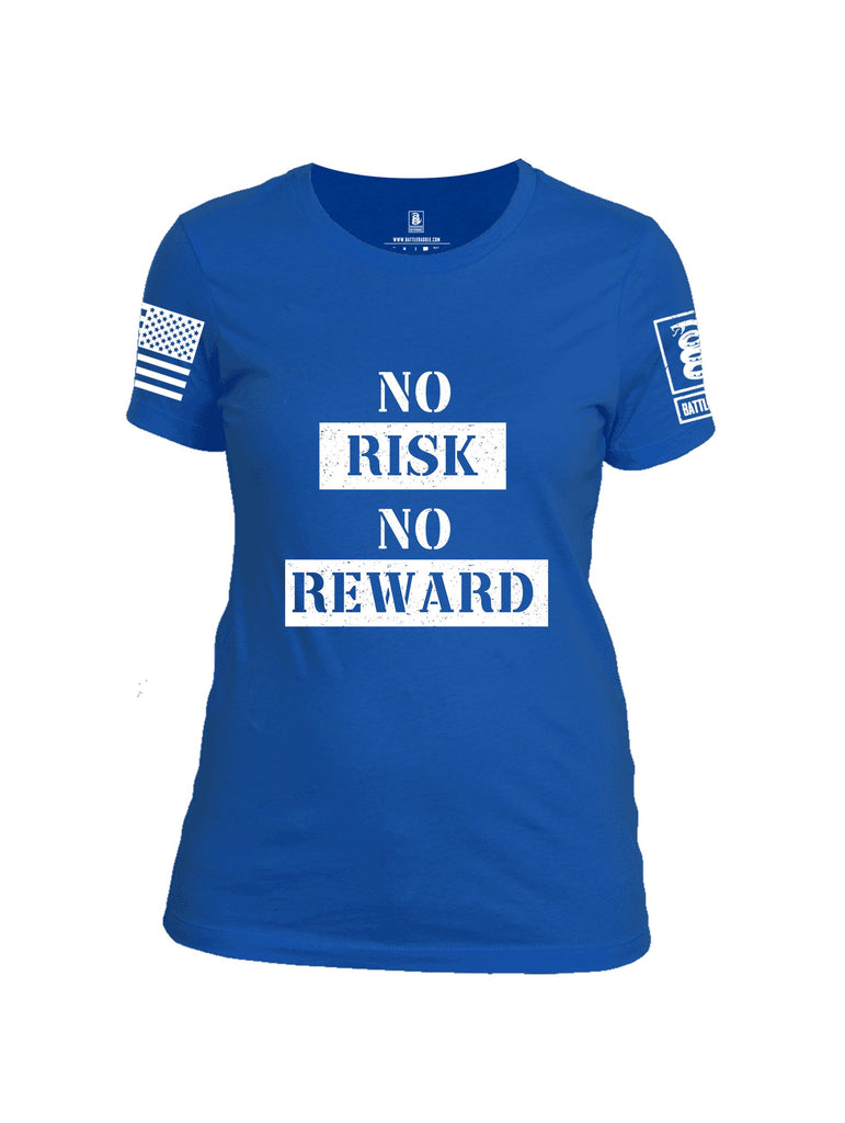 Battleraddle No Risk No Reward White Sleeves Women Cotton Crew Neck T-Shirt
