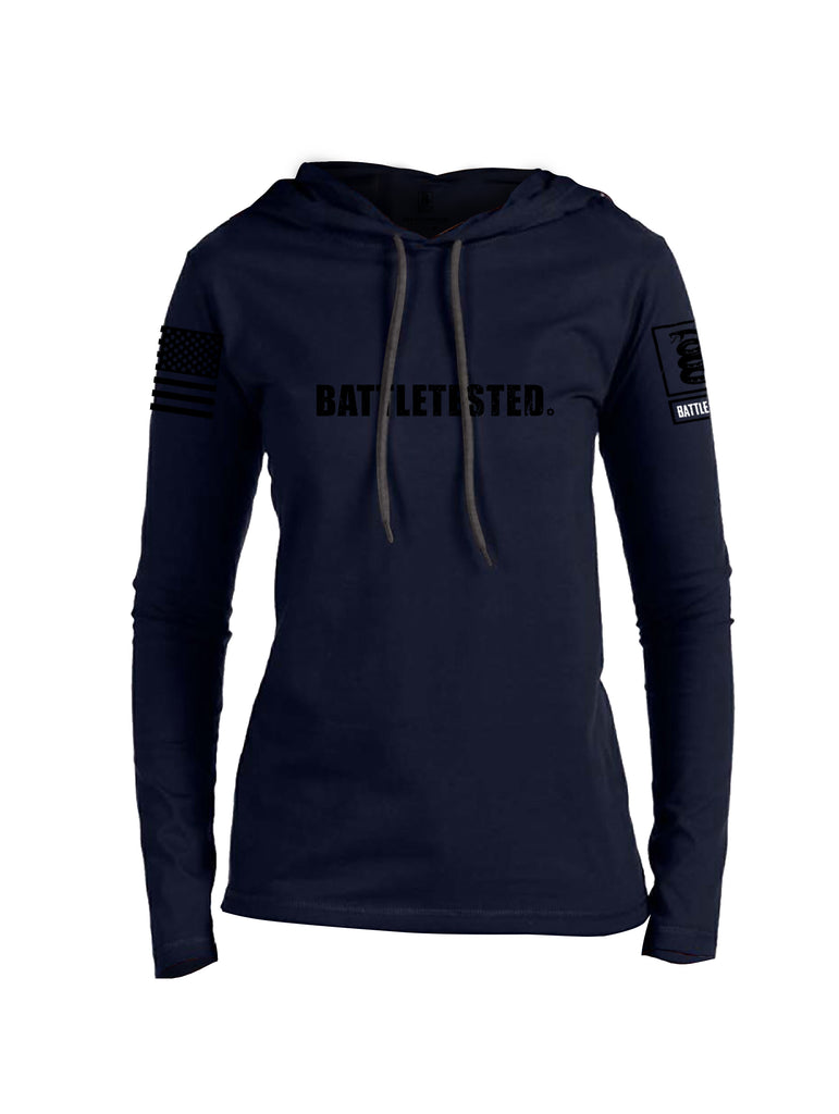 Battleraddle Battletested Black {sleeve_color} Sleeves Women Cotton Thin Cotton Lightweight Hoodie