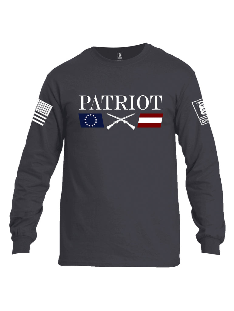 Battleraddle Patriot Rifle Flag White {sleeve_color} Sleeves Men Cotton Crew Neck Long Sleeve T Shirt
