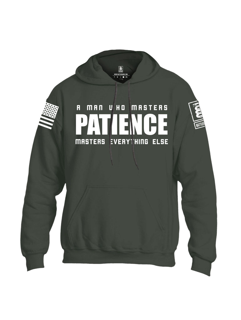 Battleraddle A Man Who Masters Patience Masters Everything Else White Sleeves Uni Cotton Blended Hoodie With Pockets