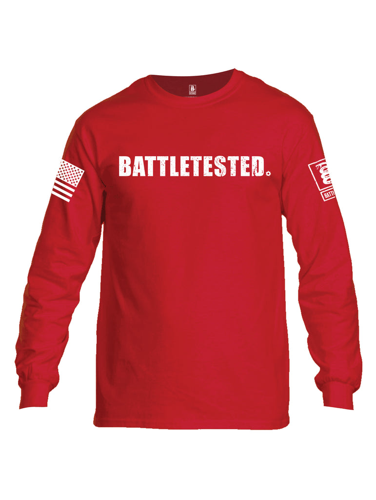 Battleraddle Battletested White {sleeve_color} Sleeves Men Cotton Crew Neck Long Sleeve T Shirt