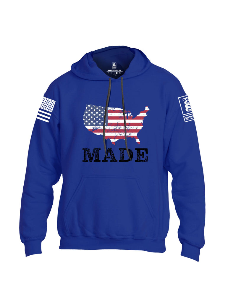 Battleraddle American Made White Sleeves Uni Cotton Blended Hoodie With Pockets