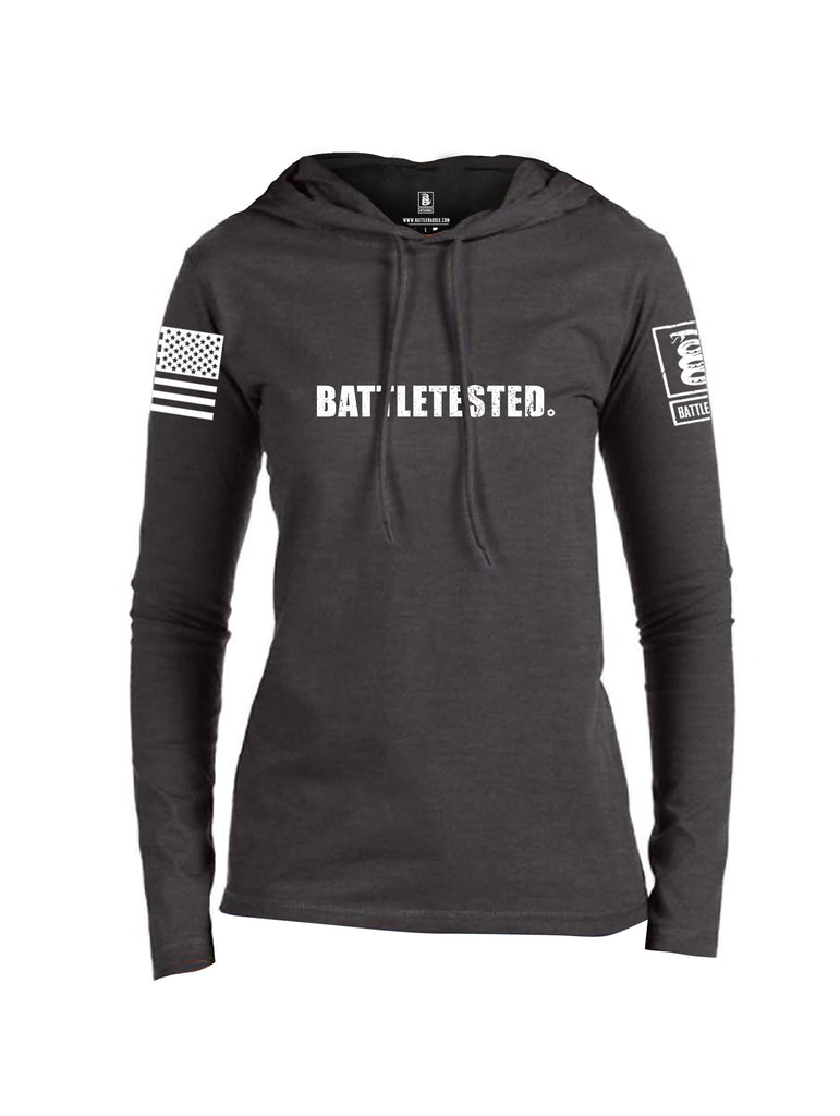 Battleraddle Battletested White {sleeve_color} Sleeves Women Cotton Thin Cotton Lightweight Hoodie