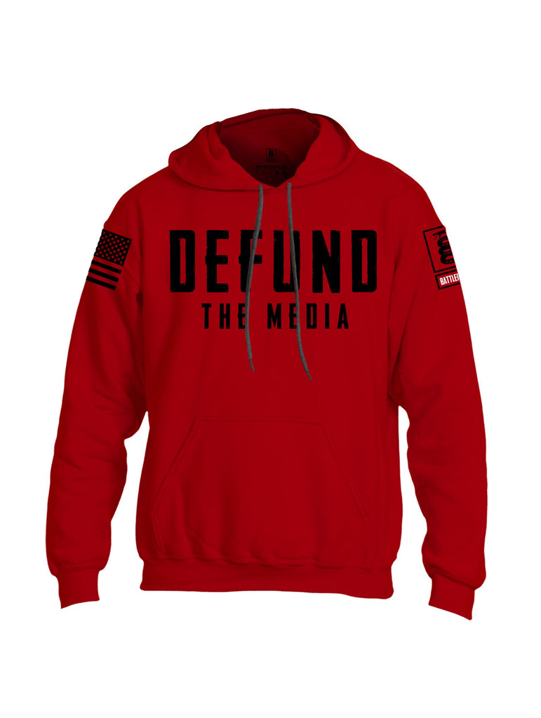 Battleraddle Defund The Media Black Sleeves Uni Cotton Blended Hoodie With Pockets