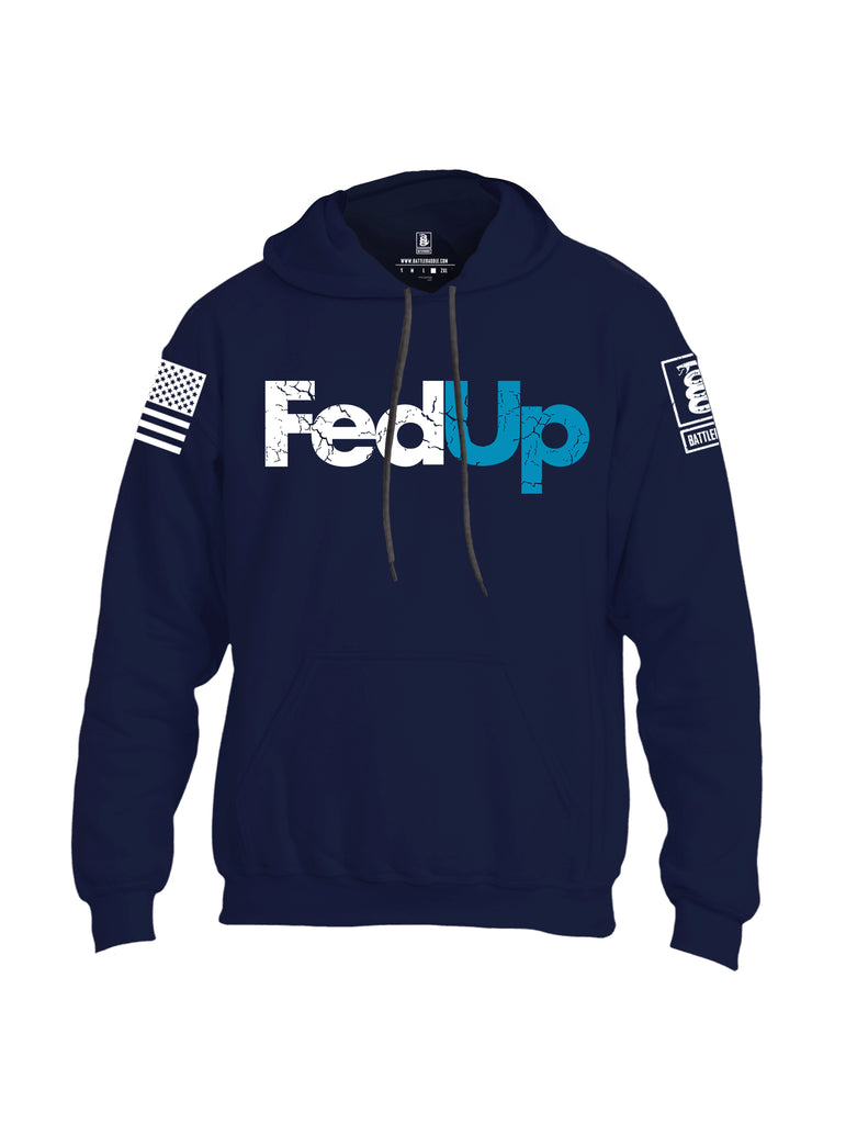 Battleraddle Fed Up Blue {sleeve_color} Sleeves Uni Cotton Blended Hoodie With Pockets