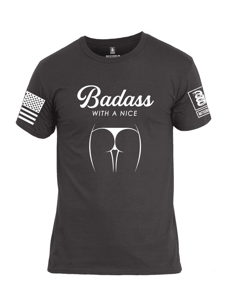 Battleraddle Badass With A Nice Ass White Sleeves Men Cotton Crew Neck T-Shirt