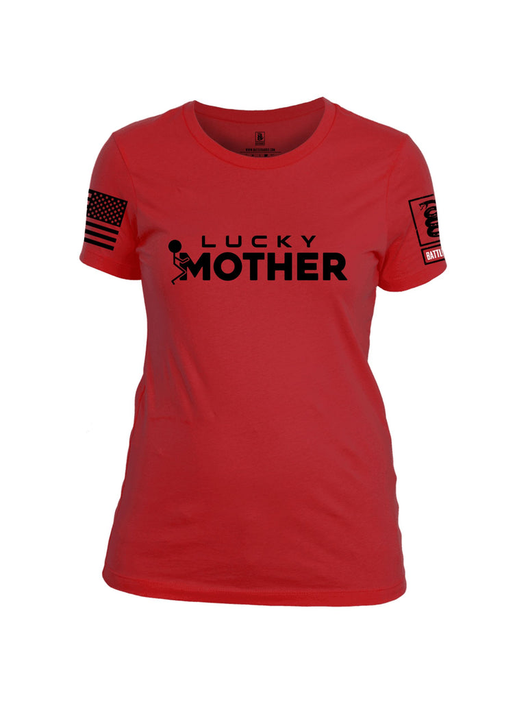 Battleraddle Lucky Mother Black Sleeves Women Cotton Crew Neck T-Shirt