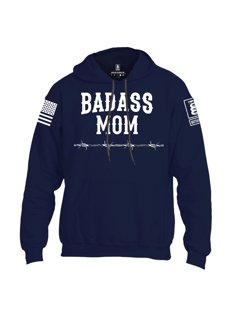 Battleraddle Badass Mom White Sleeves Uni Cotton Blended Hoodie With Pockets