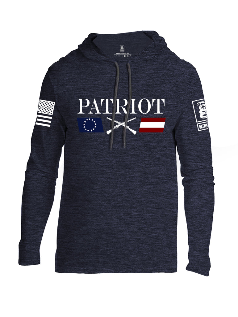 Battleraddle Patriot Rifle Flag White {sleeve_color} Sleeves Men Cotton Thin Cotton Lightweight Hoodie