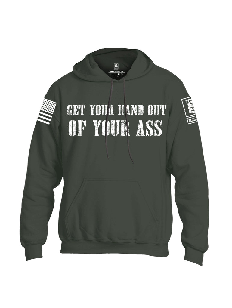 Battleraddle Get Your Hand Out Of Your Ass White Sleeves Uni Cotton Blended Hoodie With Pockets
