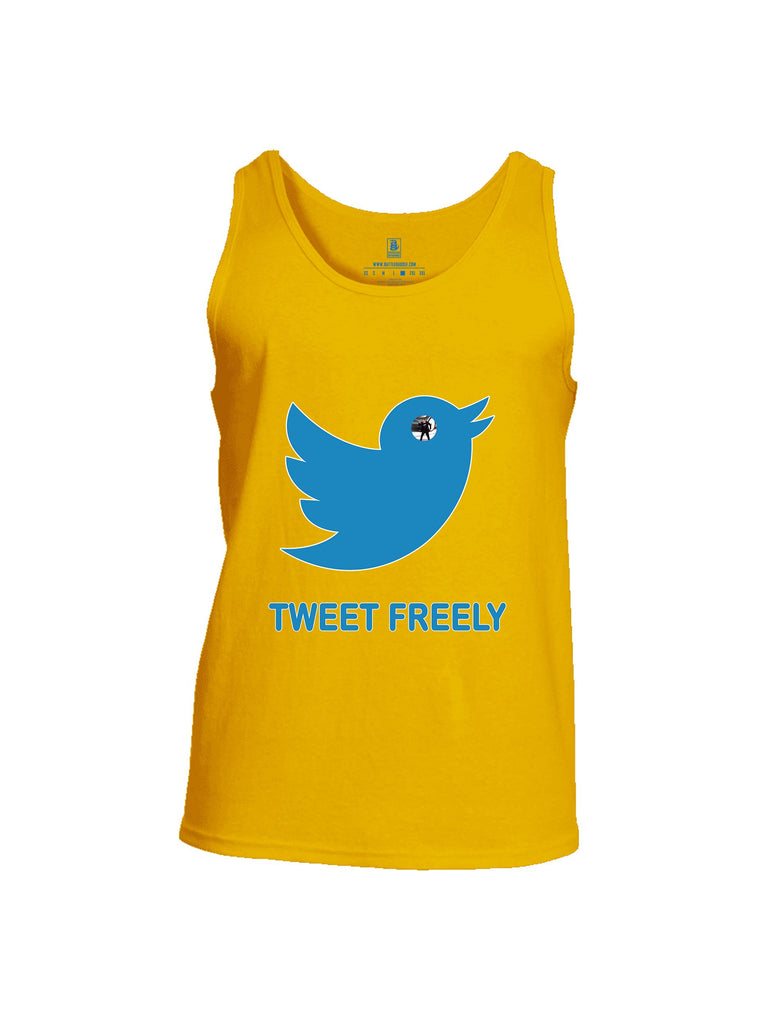 Battleraddle Tweet Freely Mid Blue Sleeves Men Cotton Cotton Tank Top