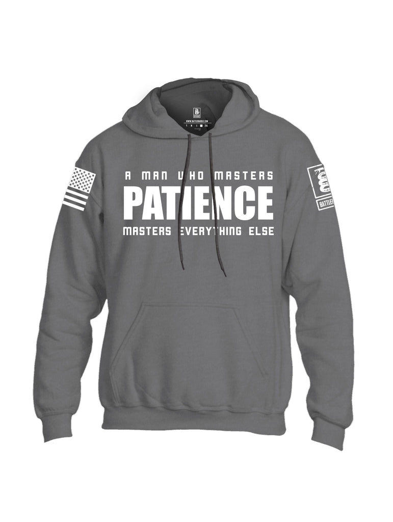 Battleraddle A Man Who Masters Patience Masters Everything Else White Sleeves Uni Cotton Blended Hoodie With Pockets