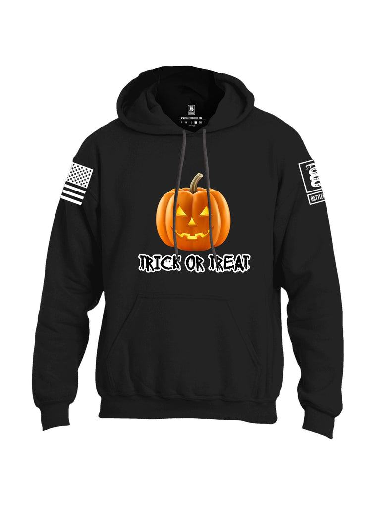 Battleraddle Trick Or Treat White Sleeves Uni Cotton Blended Hoodie With Pockets