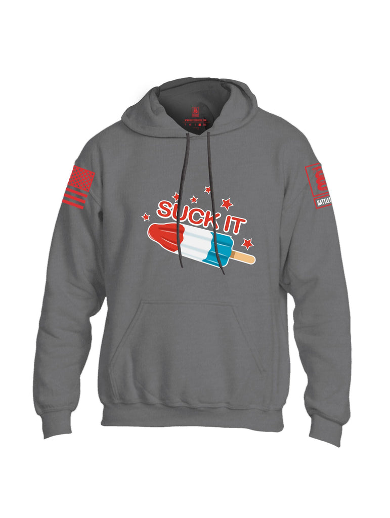 Battleraddle Suck It Red Sleeves Uni Cotton Blended Hoodie With Pockets
